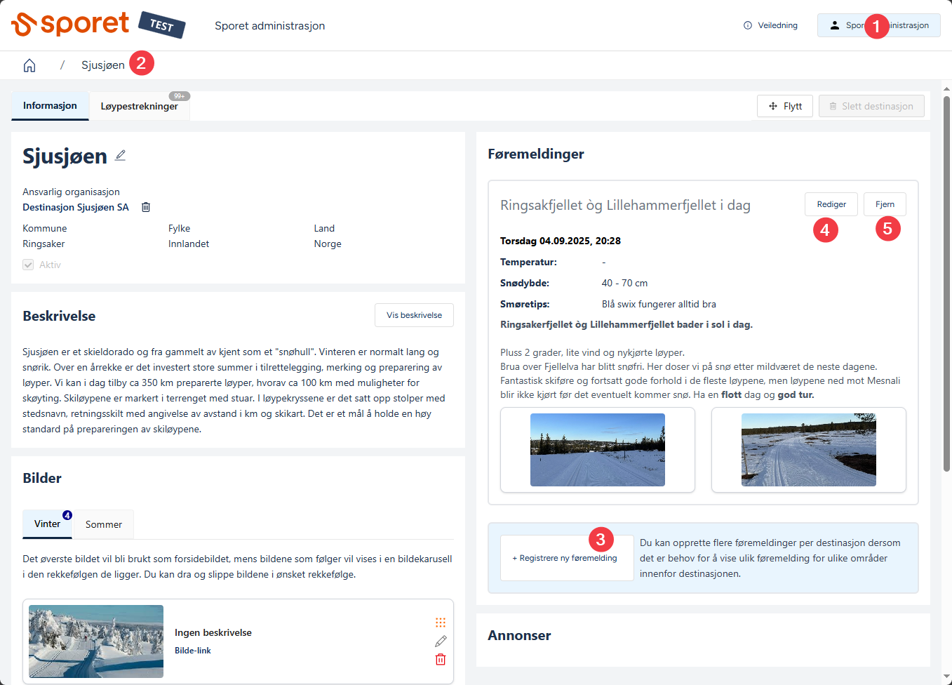 Sporet føremelding