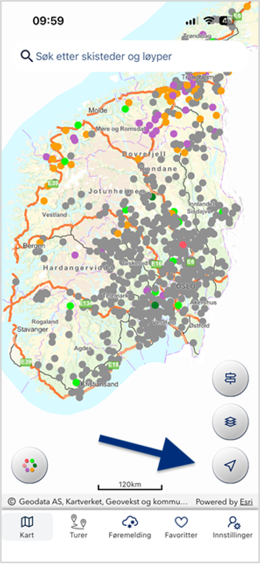 Viser knapp for posisjon.