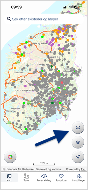 Visning av ikon for turplanlegger.
