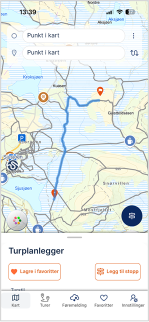 Informasjon om ruten.