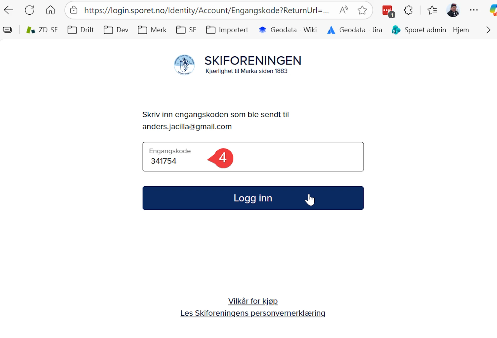 Sporet admin - Innlogging | Skiforeningen