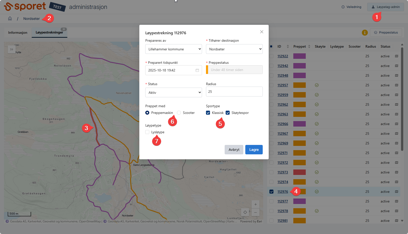 Sporet endre egenskaper på løypestrekninger