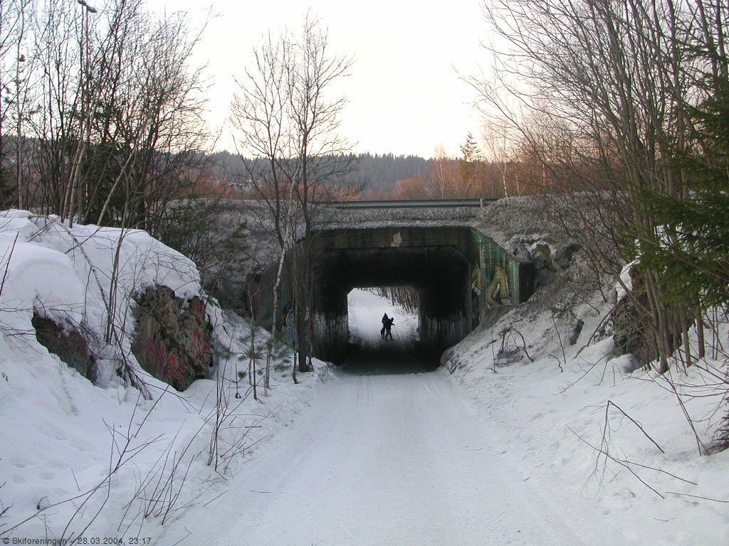 Eneste skiløype i Oslomarka som går under E18!