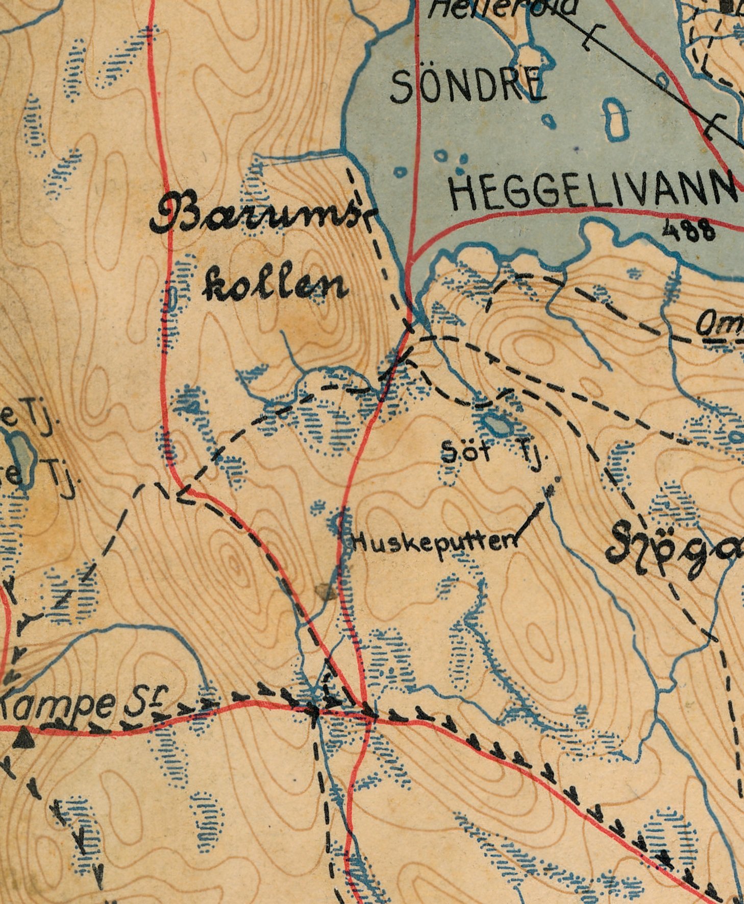 Huskeputten på gammelt kart
