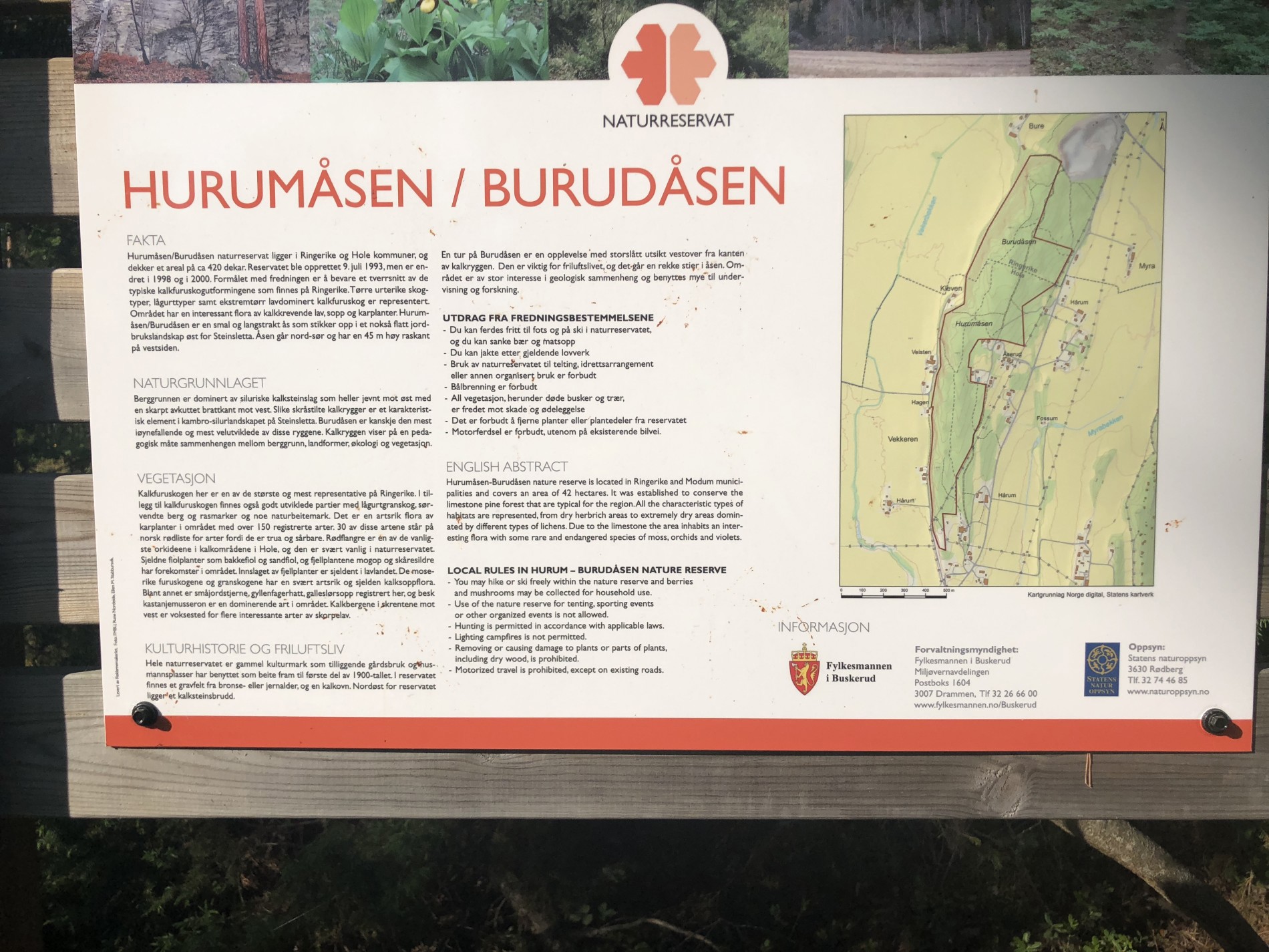 Infoskilt på Burudåsen