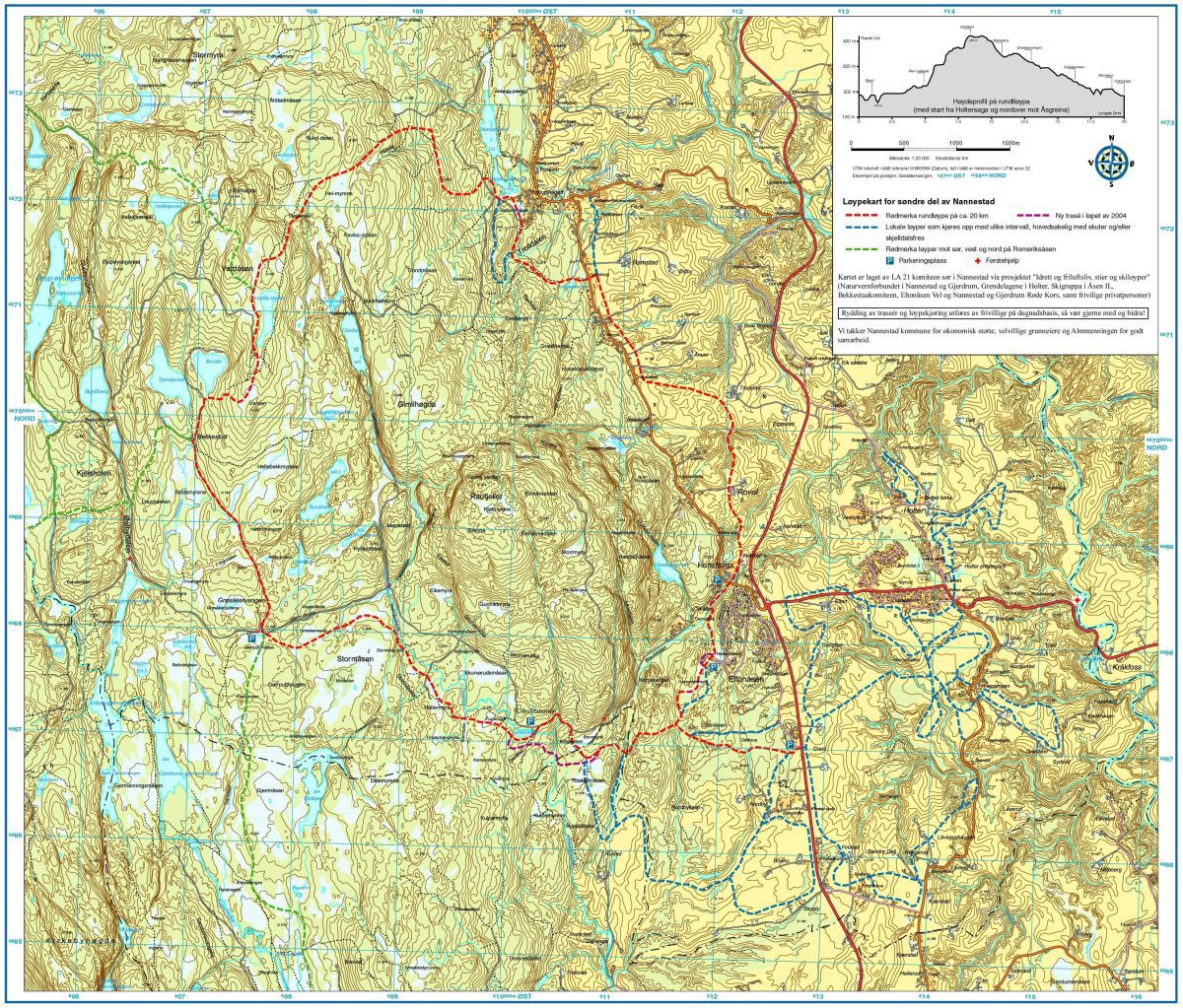 Kart fra rundløypa i Åsgreina
