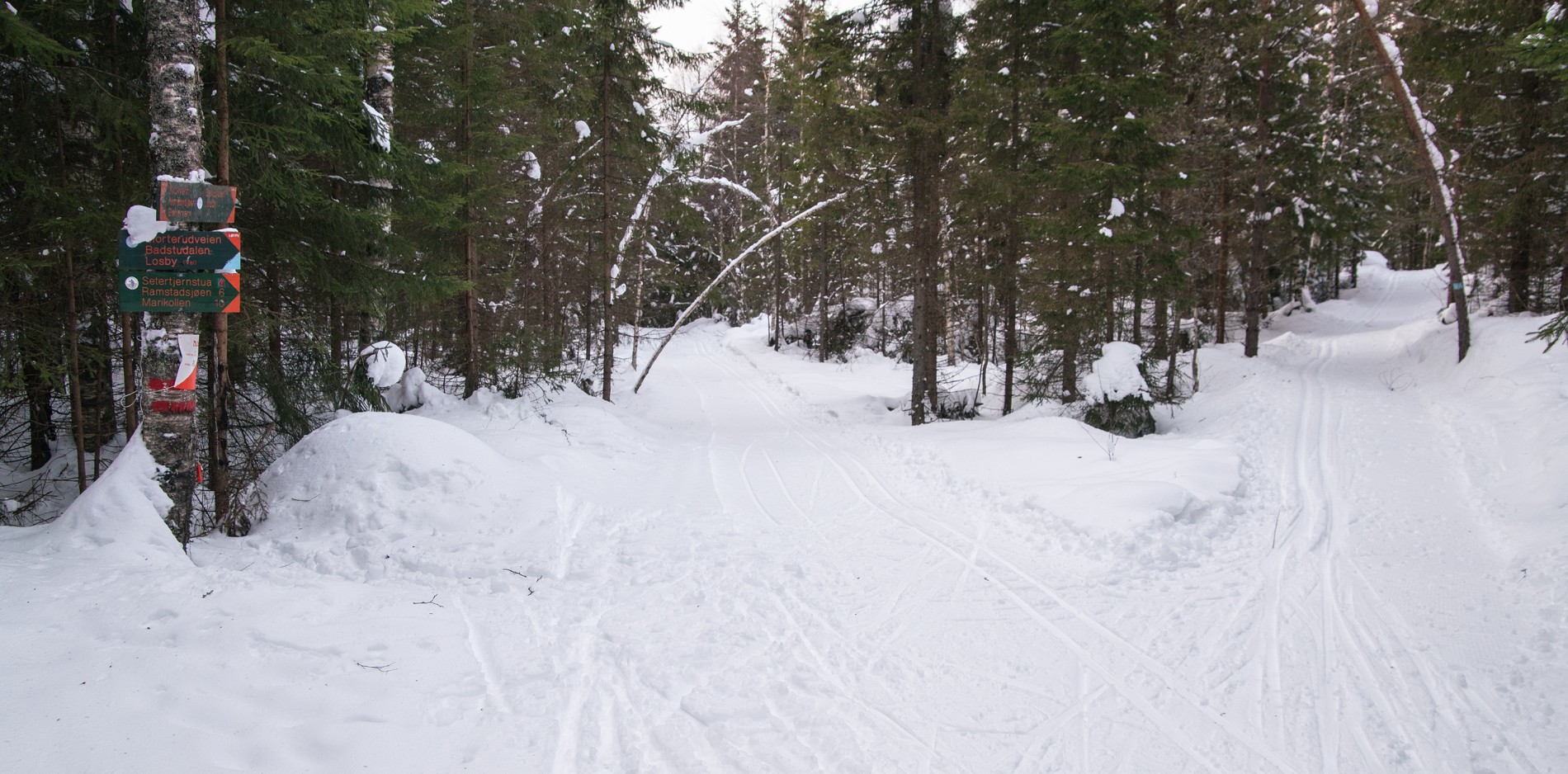 Løypekrysset øverst i Kalddalen