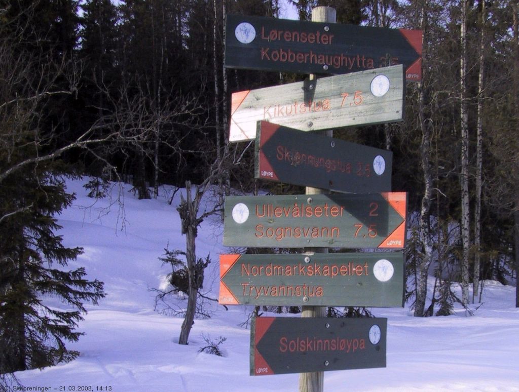 Løypekrysset ved Aurtjern v. Lørenseter