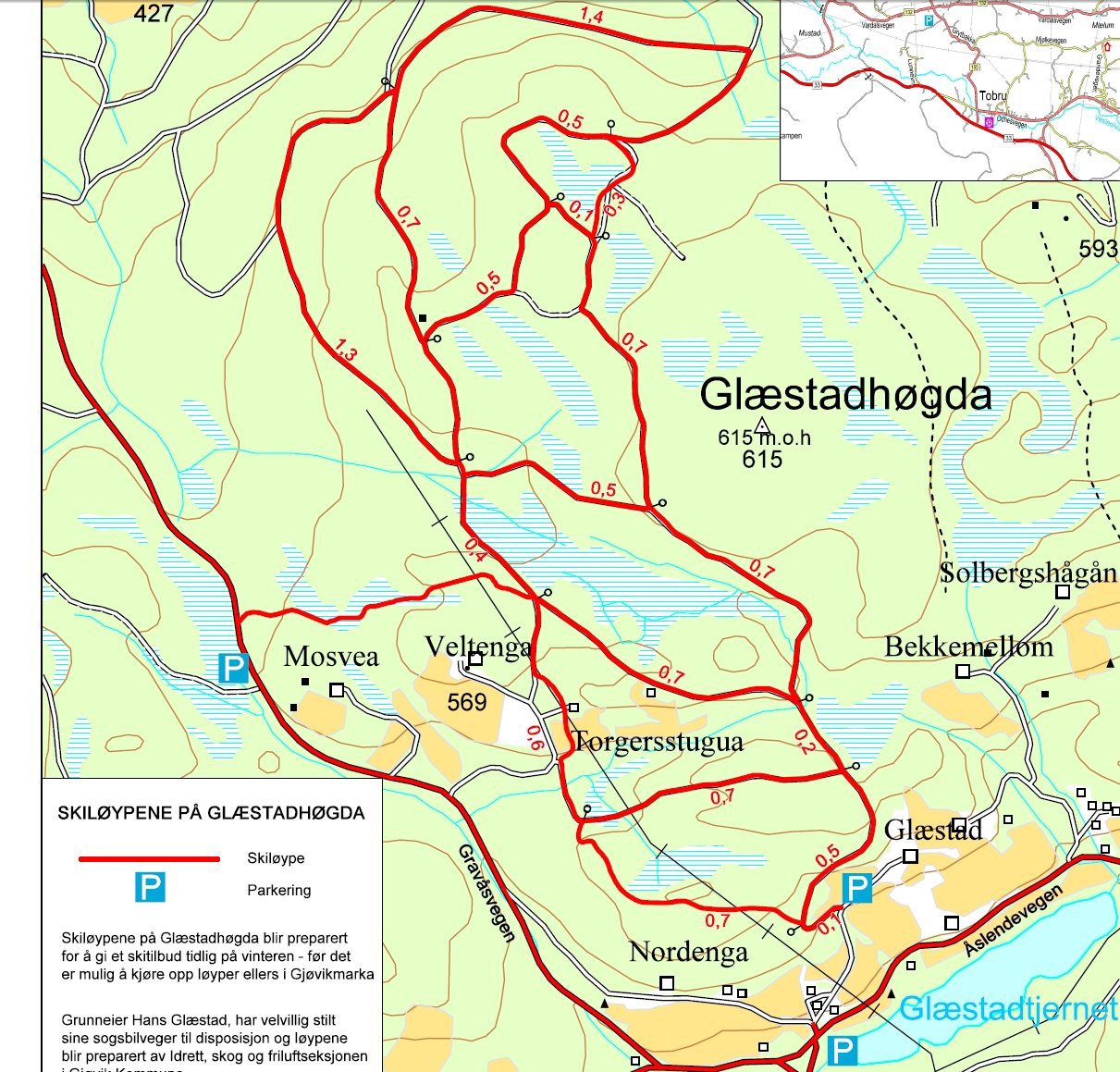 Løypeoversikt Glæstadåsen