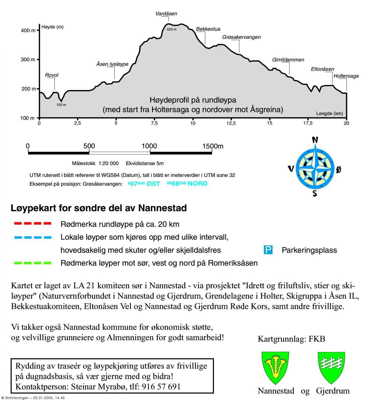 Løypeprofil for rundløypa fra Åsgreina/Eltonåsen