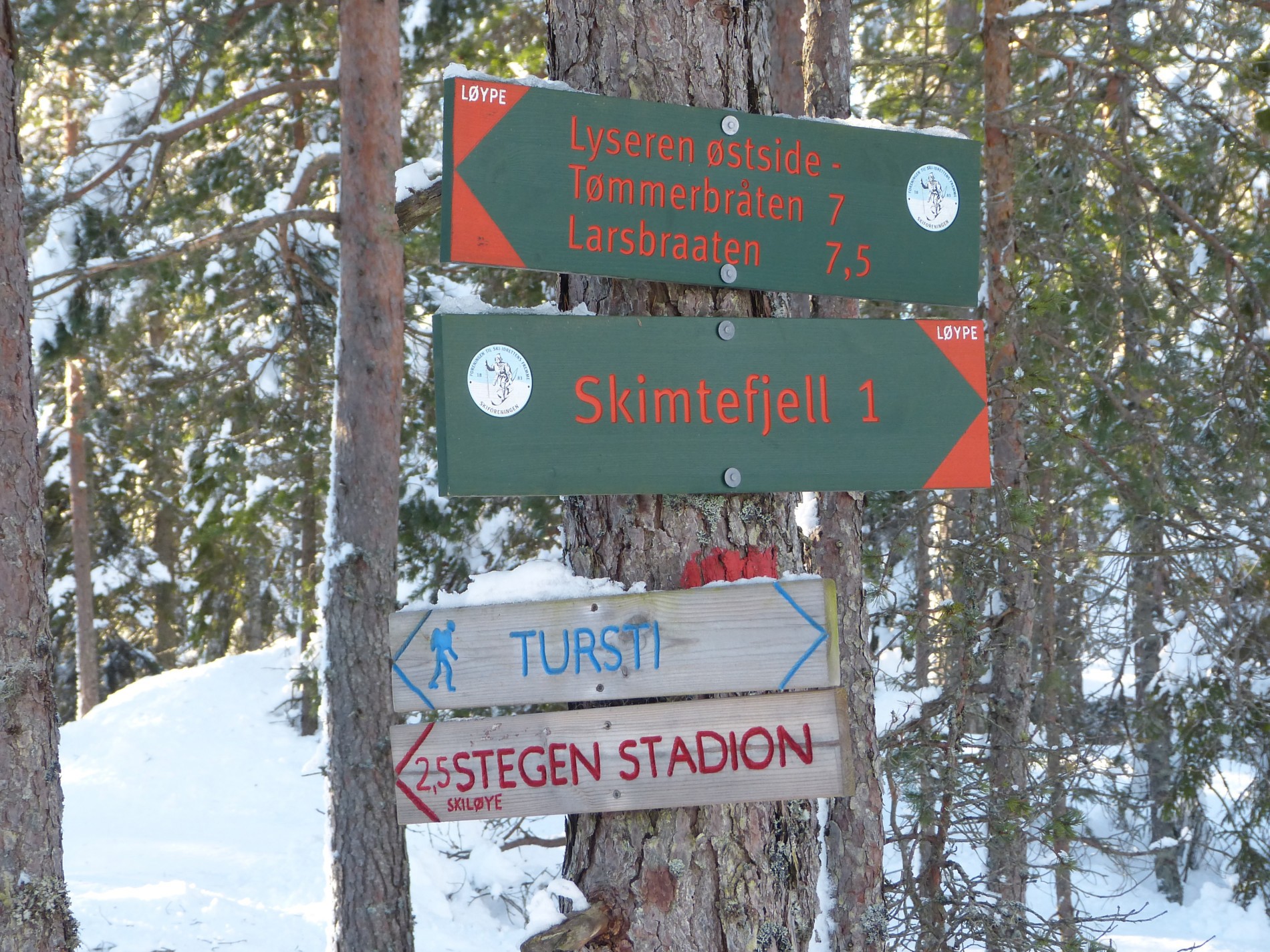 Løypeskilt på Skimtefjell
