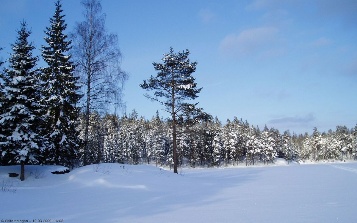 Nedsnødde ruiner ved Huldreheim