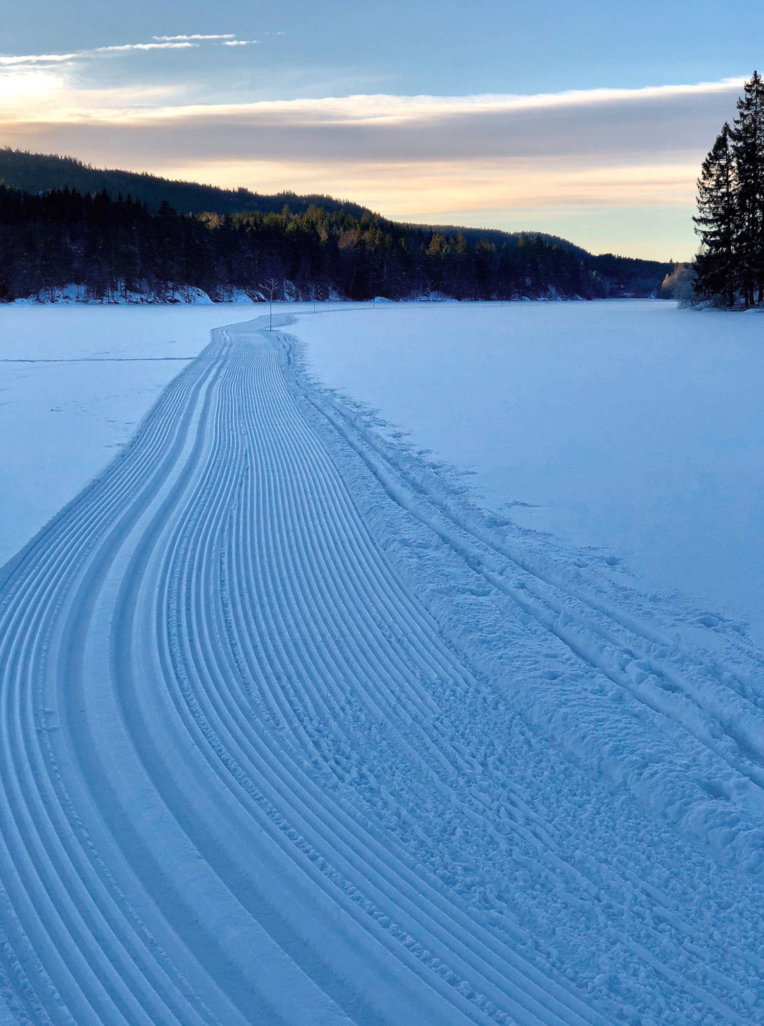 Nykjørte spor over Mørkvannet