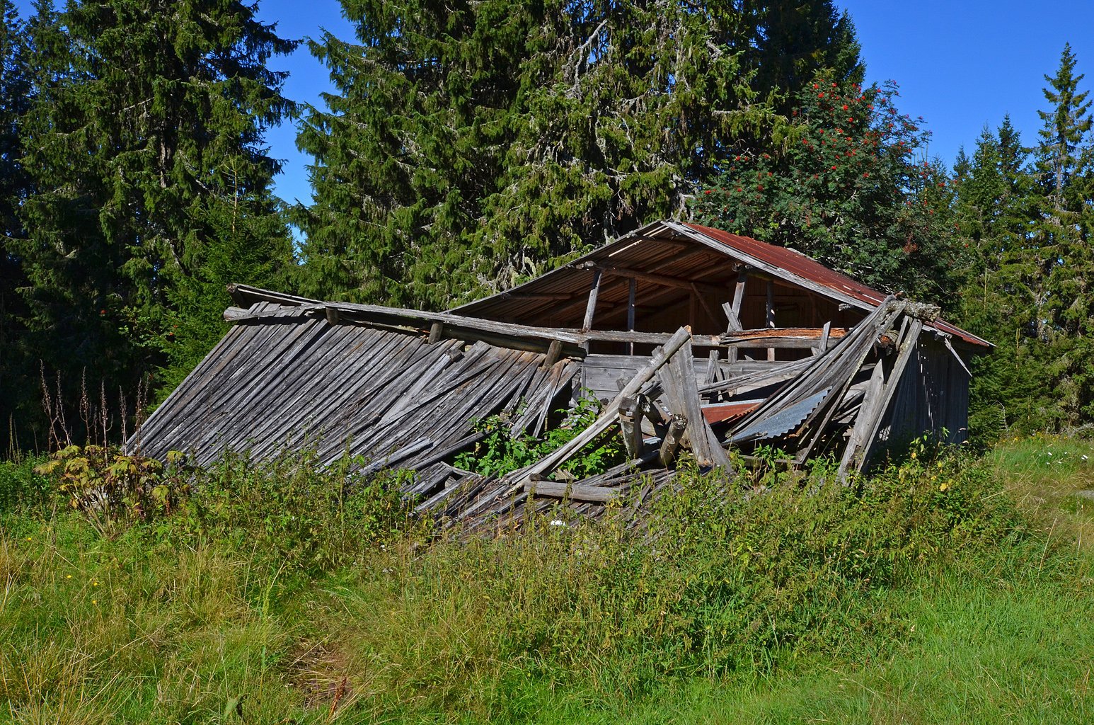 Øskjevallseter 2012: et hus som er i ferd med å legge seg