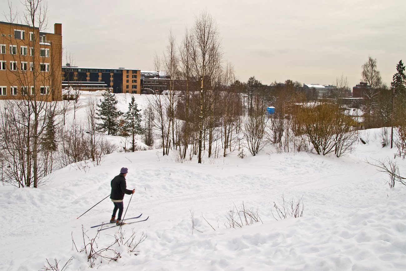 På ski forbi sykehuset
