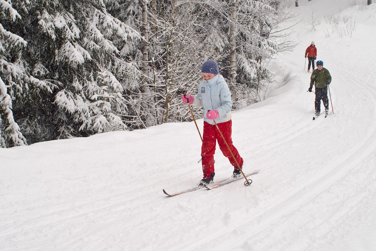 På skitur i snevær