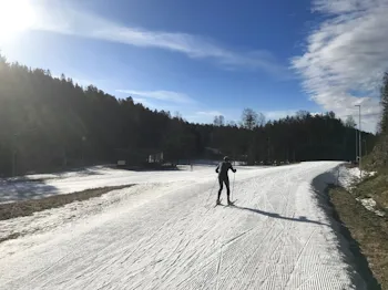 Det eneste stedet med nykjørte løyper i Lillomarka i dag lokket et titalls skiløpere til noen runder à 1,6 kilometer i Linderudkollen arena i dag.