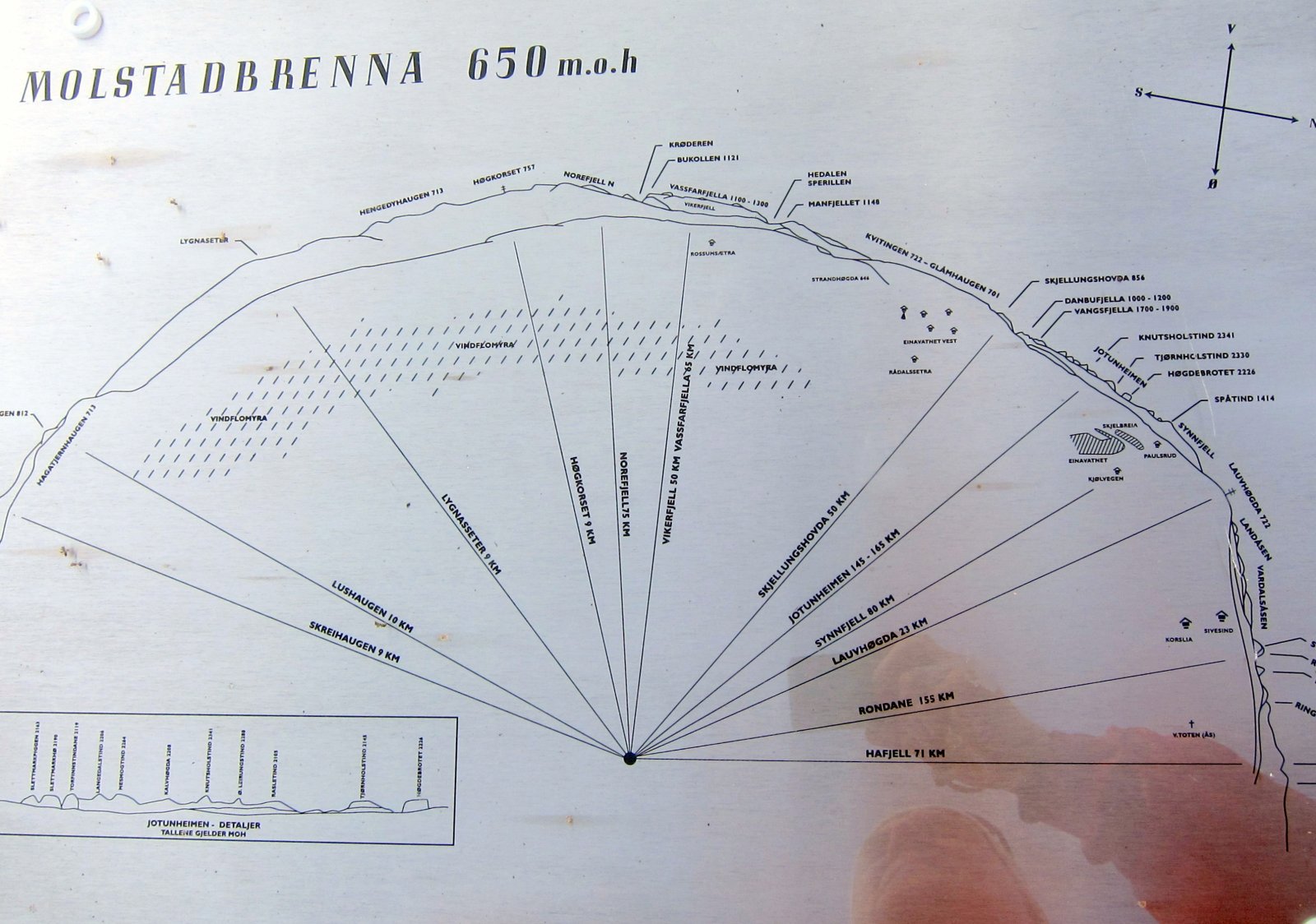 Sikteskiven i tårnet på Molstadbrenna