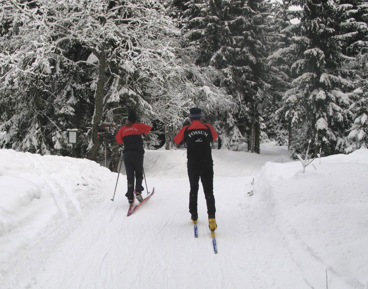 Skiløperer ved Eiksbakkhytta