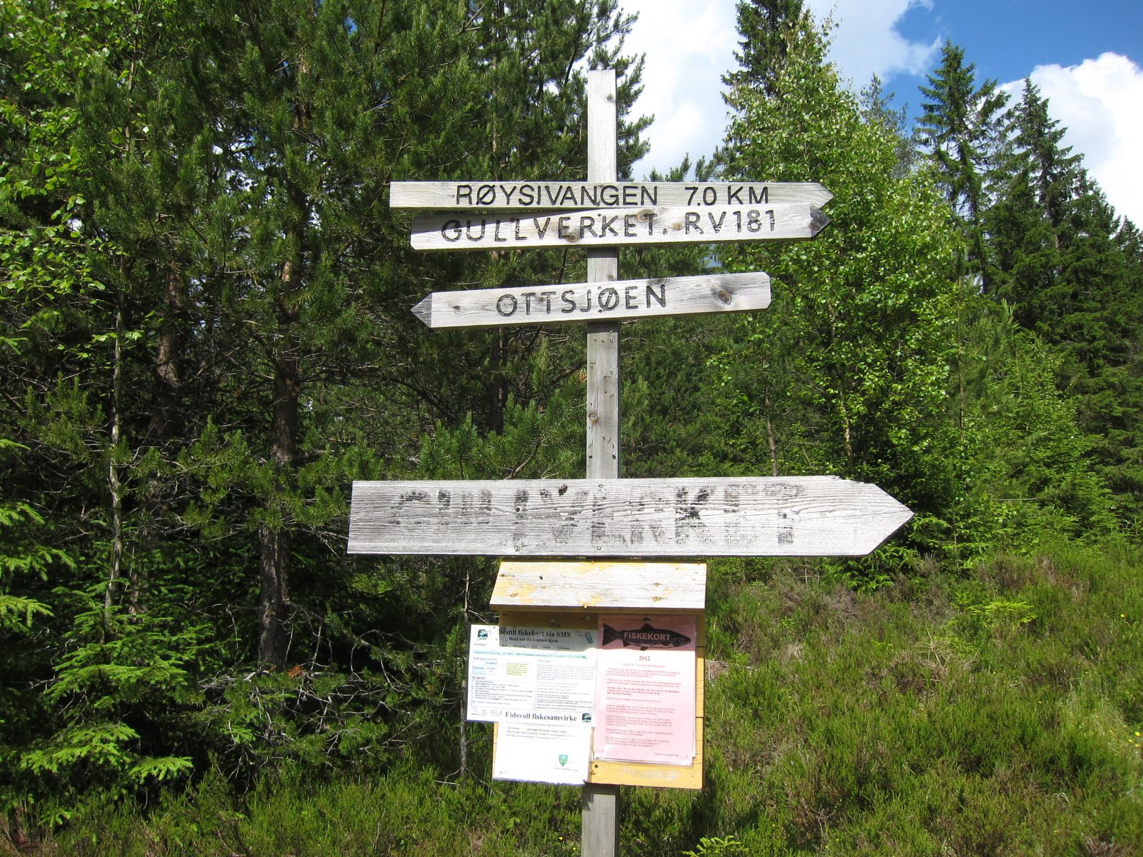 Skilt ved kryss vest for Grønnsjøen