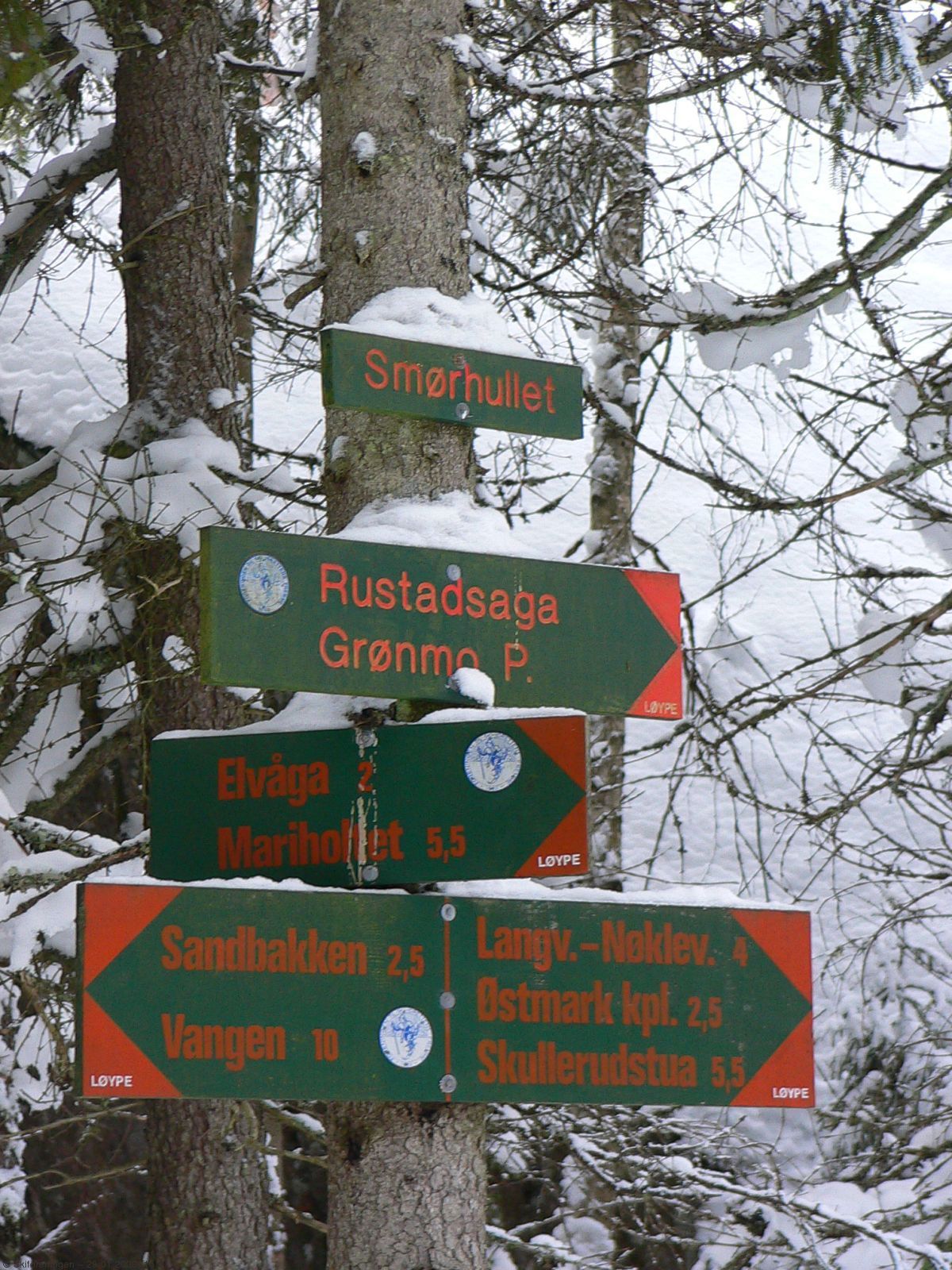 Smørhullet - sentralt løypekryss i Østmarka