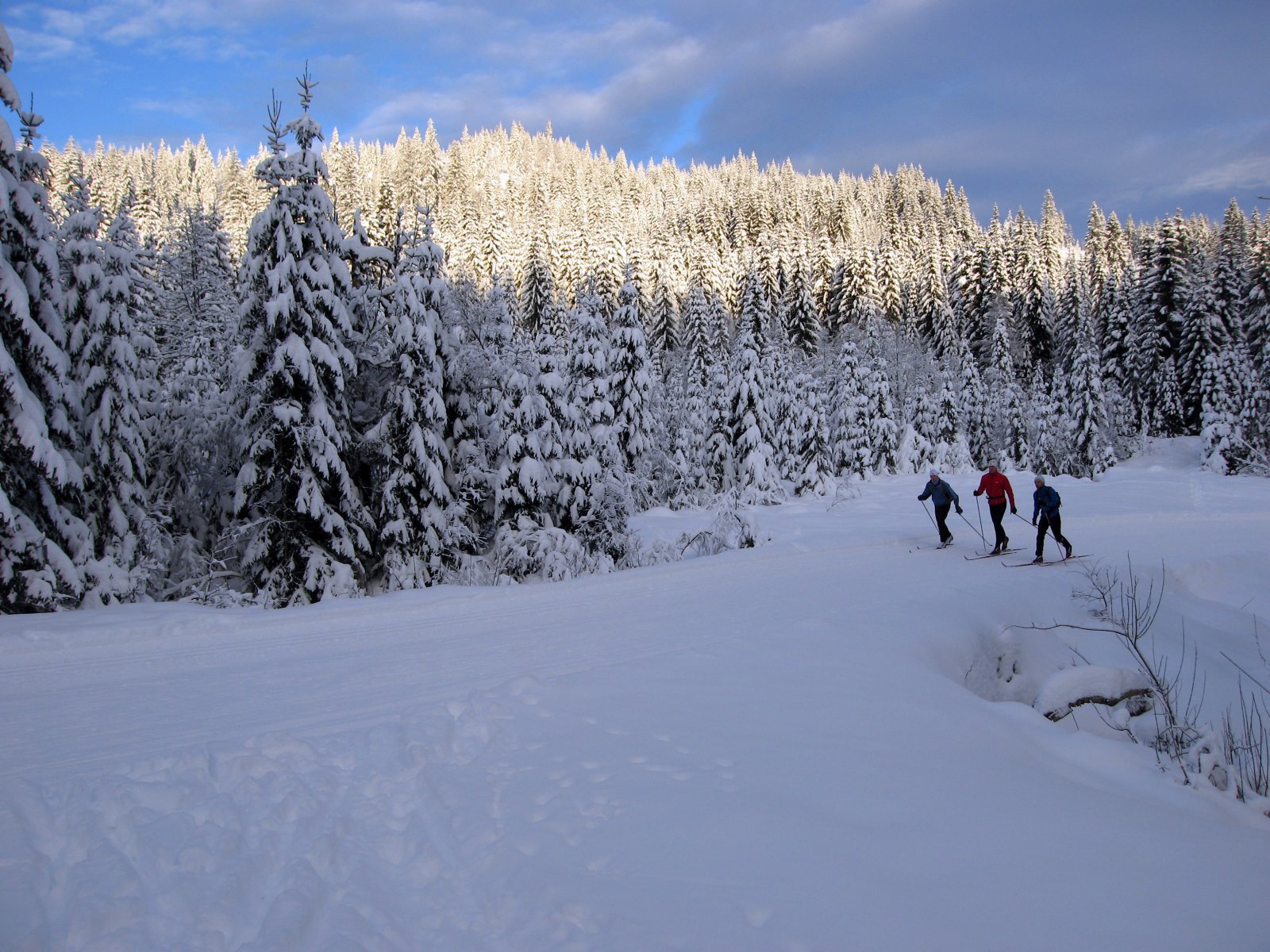 Sola titter fram på toppen av Gopletjernsbakkene
