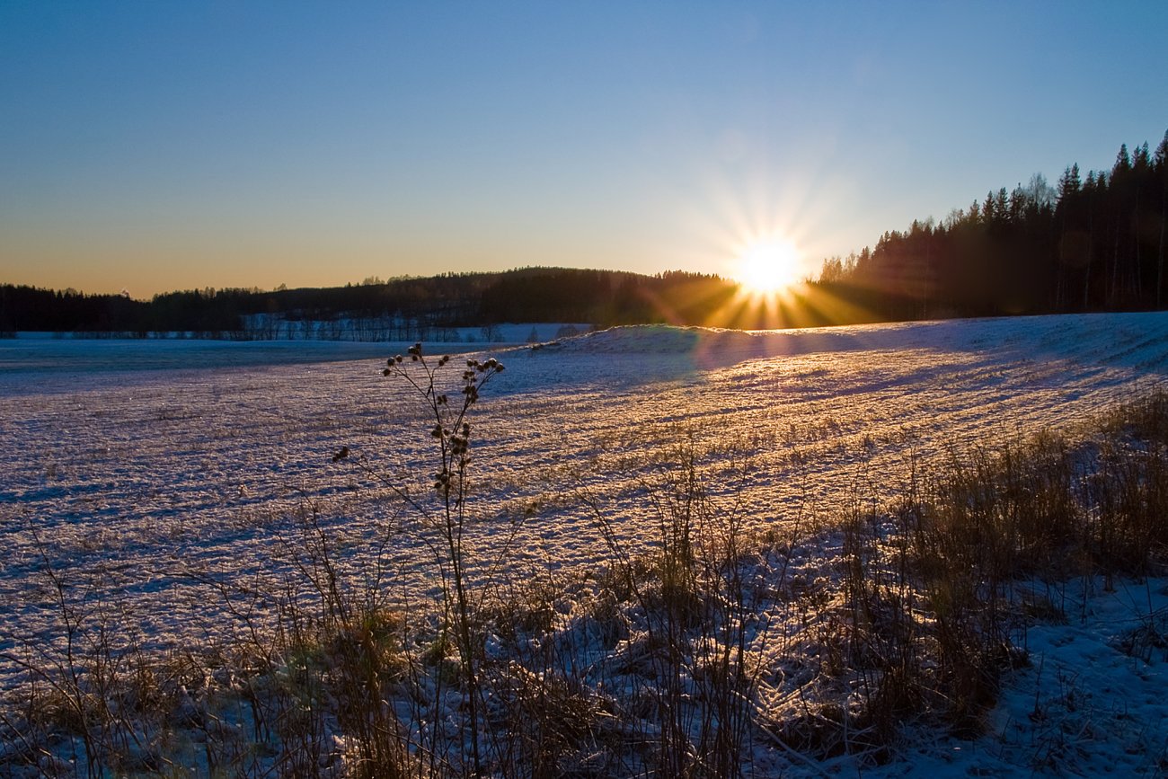 Solnedgang ved Årnes