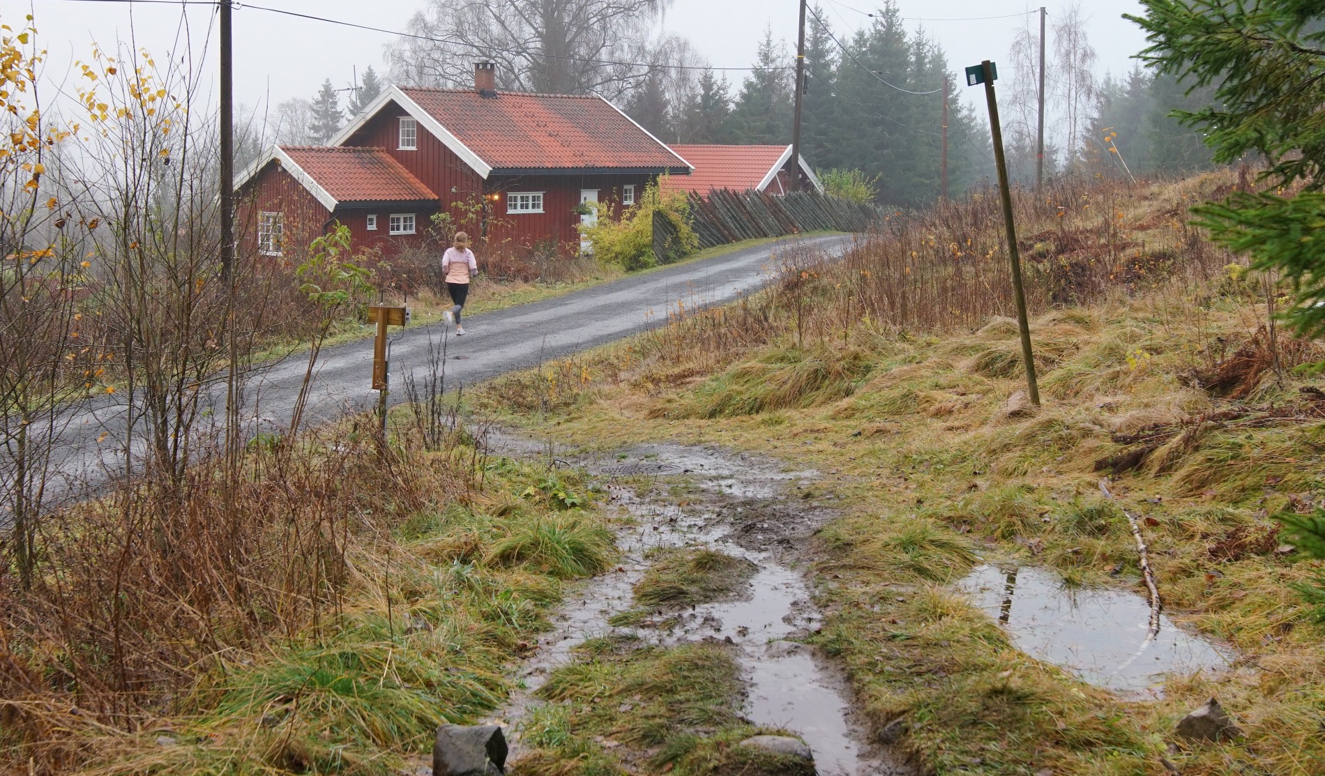Vått på sti, tørrere på vei