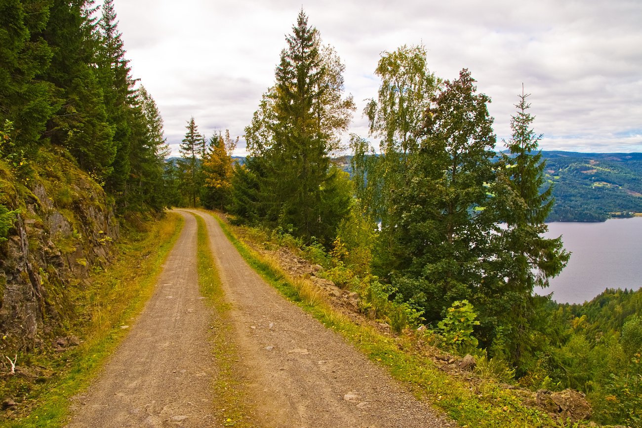 Veien med utsikt mot Holsfjorden